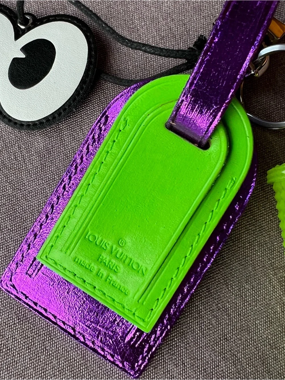 Louis Vuitton Bag Charm HALLOWEEN Starbucks Eyes Glow Dark Green Metallic Purple